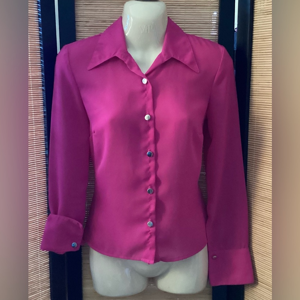 Vintage RAMPAGE Sheer Blouse XS Fuschia pink EUC events date night